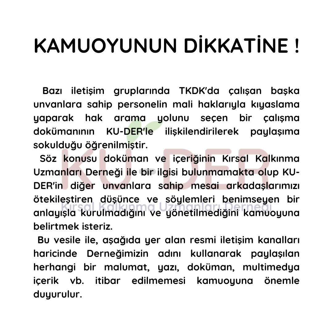 KAMUOYUNUN DİKKATİNE !